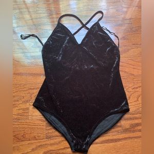 Black Velvet Strappy Bodysuit Size M